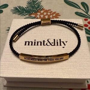 Mint & Lily Black and Gold Motivational Bracelet